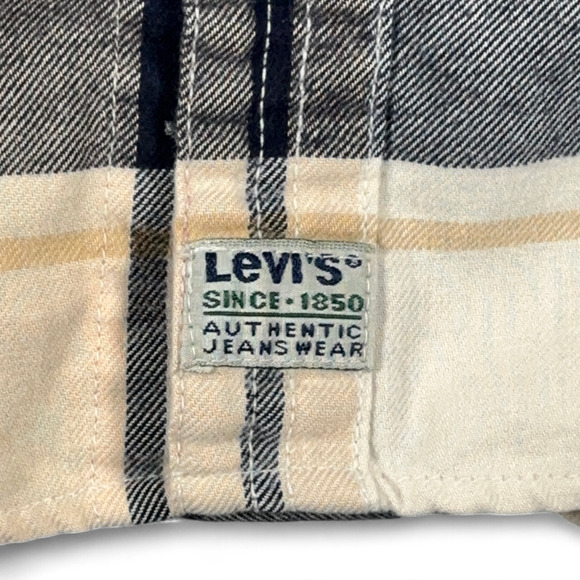 Vintage Levis Shirt Adult EXTRA LARGE Brown Plaid Flannel Workwear Grunge 90s - Picture 7 of 10